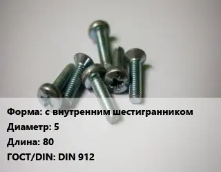 Винт с внутренним шестигранником 5х80 DIN 912